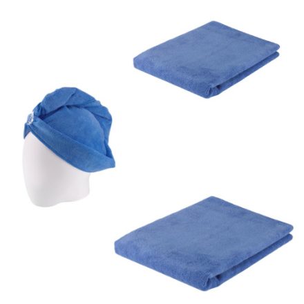 Kék szett Kék Szett  (1 db fürdőlepedő ,1 db kistörölköző , 1 db turbán)