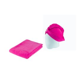 Csajok kedvenc pink szettje fürdőlepedő+turbán